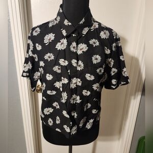 Vans Floral Cropped Collar Shirt Size S